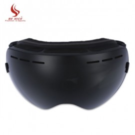 image of BENICE DOUBLE LENS UV400 ANTI-FOG BIG SPHERICAL SKIING GLASSES (BLACK) -