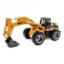 image of HUINA TOYS 1530 1:18 6CH RC ALLOY ROOTER TRUCK RTR WITH MOVABLE LIFTING ARM / MECHANICAL SOUND / LED LIGHT (DEEP YELLOW) 0