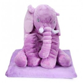 image of STUFFED CUTE SIMULATION GIANT ELEPHANT PLUSH DOLL TOY PILLOW WITH BLANKET BIRTHDAY CHRISTMAS GIFT (LIGHT PURPLE) -