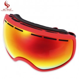 image of BENICE UV PROTECTION ANTI-FOG BIG SKIING GOGGLES MEN WOMEN SNOWBOARDING GLASSES (RED) -