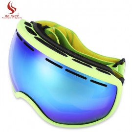 image of BENICE UV PROTECTION ANTI-FOG BIG SKIING GOGGLES MEN WOMEN SNOWBOARDING GLASSES (GREEN) -