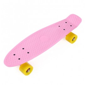image of 22 INCH FOUR-WHEEL STREET LONG MINI FISH SKATEBOARD (SHALLOW PINK) YELLOW WHEEL