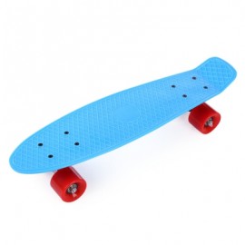 image of 22 INCH FOUR-WHEEL STREET LONG MINI FISH SKATEBOARD (BLUE) RED WHEEL