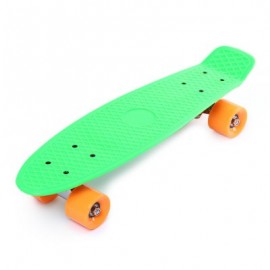 image of 22 INCH FOUR-WHEEL STREET LONG MINI FISH SKATEBOARD (GREEN) ORANGE WHEEL