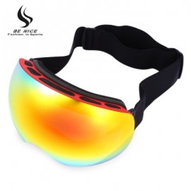 image of BENICE DOUBLE LENS UV PROTECTION ANTI-FOG BIG SPHERICAL SKIING GLASSES SNOW GOGGLES (RED) 4504