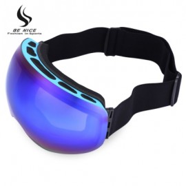 image of BENICE DOUBLE LENS UV PROTECTION ANTI-FOG BIG SPHERICAL SKIING GLASSES SNOW GOGGLES (BLUE) 4503