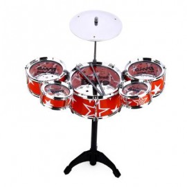 image of WANYI KIDS DELUXE JAZZ DRUMS KIT MUSICAL INSTRUMENT TOY WITH CYMBAL STOOL CHRISTMAS BIRTHDAY GIFT (RED) One Size