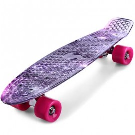 image of CL - 95 22 INCH PURPLE STARRY SKY PATTERN RETRO SKATEBOARD LONGBOARD MINI CRUISER 56.00 x 15.00 x 10.00 cm