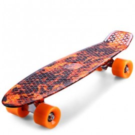 image of CL - 78 22 INCH HELLFIRE PATTERN RETRO SKATEBOARD LONGBOARD MINI CRUISER 56.00 x 15.00 x 10.00 cm