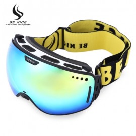 image of BENICE UV PROTECTION DOUBLE ANTI-FOG LENS BIG SPHERICAL SKIING GLASSES SNOW GOGGLES (BLACK) 3801 - BLACK LOGO