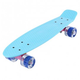 image of 22 INCHES MINI CRUISER BANANA STYLE LONGBOARD PASTEL COLOR BOARD WITH LED FLASHING WHEELS (LIGHT BLUE) -