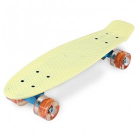 image of 22 INCHES MINI CRUISER BANANA STYLE LONGBOARD PASTEL COLOR BOARD WITH LED FLASHING WHEELS (LIGHT YELLOW) -