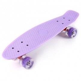 image of 22 INCHES MINI CRUISER BANANA STYLE LONGBOARD PASTEL COLOR BOARD WITH LED FLASHING WHEELS (LIGHT PURPLE) -