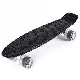 image of 22 INCHES MINI CRUISER BANANA STYLE LONGBOARD PASTEL COLOR BOARD WITH LED FLASHING WHEELS (BLACK) -