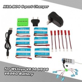 image of WSX / MX X6A - B04 6 - PORT CHARGER 750MAH 25C 3.7V ACCESSORIES OF WLTOYS V636 / V686 / V686G 3A US PLUG WITH EU ADAPTER (COLORMIX) US PLUG