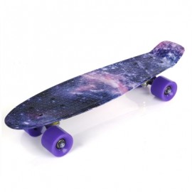 image of 22 INCH STARS PATTERN FOUR-WHEEL STREET LONG PLASTIC FISH SKATEBOARD (PURPLE) -