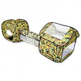 image of PORTABLE FOLDABLE CAMOUFLAGE POP UP TUNNEL TENT CHILDREN KIDS CUBBY PLAY HOUSE HUT (CAMOUFLAGE) -