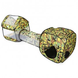 image of PORTABLE FOLDABLE CAMOUFLAGE POP UP TUNNEL TENT CHILDREN KIDS CUBBY PLAY HOUSE HUT (CAMOUFLAGE) One Size