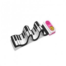 image of IWORD 49 KEY PORTABLE HAND ROLL PIANO BUILT-IN SPEAKER INSTRUMENT TOY FOR KIDS (PINK) 89X12X0.6CM