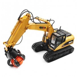image of HUINA TOYS 1571 1:14 2.4GHZ 16CH RC ALLOY BALL GRABBER ENGINEERING TRUCK RTR 680-DEGREE ROTATION / MOVABLE STICK BOOM CLAW / LED LIGHT (DEEP YELLOW) 0