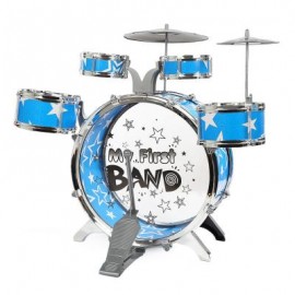 image of KIDS CYMBALS STOOL DRUMS KIT MUSICAL INSTRUMENT TOY (BLUE) One Size
