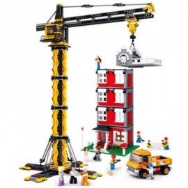 image of SLUBAN CRANE TOWER AND BUILDING - 1461 PIECES EDUCATIONAL BLOCKS TOYS (MAIZE) 0
