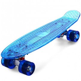 image of CL - 402 22 INCH TRANSPARENT PC LED RETRO SKATEBOARD LONGBOARD MINI CRUISER (BLUE) -