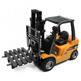 image of HUINA 1577 2-IN-1 RC FORKLIFT TRUCK / CRANE RTR 2.4GHZ 8CH / 360 DEGREE ROTATION / AUTO DEMONSTRATION / LED LIGHT (BLACK AND BROWN) -