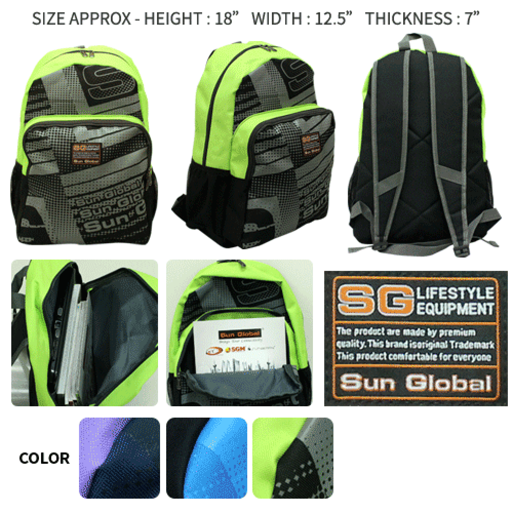 SGB01 SUN GLOBAL LAPTOP / SCHOOL / TRAVEL / CLIMBING BACKPACKS SGB01 SUN GLOBAL LAPTOP / SCHOOL / TRAVEL / CLIMBING BACKPACKS