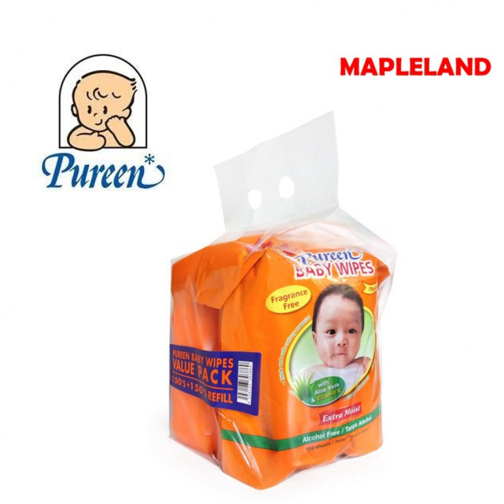 Pureen Baby Wipes Value Packs (150'S + 150'S Refill)ORANGE Pureen Baby Wipes Value Packs (150'S + 150'S Refill)ORANGE