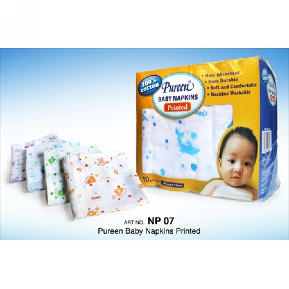 Pureen Baby Napkins Printed 10'S(76CMx76CM) Pureen Baby Napkins Printed 10'S(76CMx76CM)
