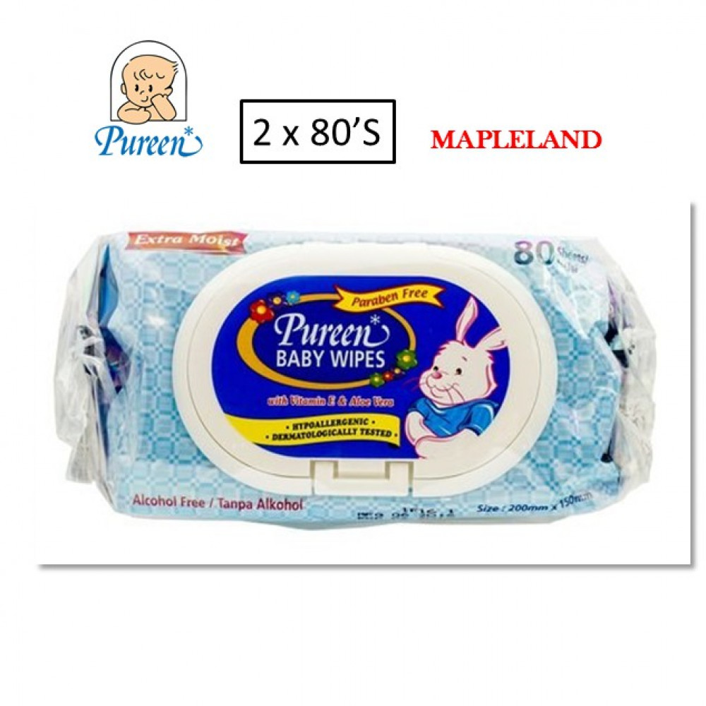Pureen Baby Wipes 2 x 80s(BLUE) Pureen Baby Wipes 2 x 80s(BLUE)