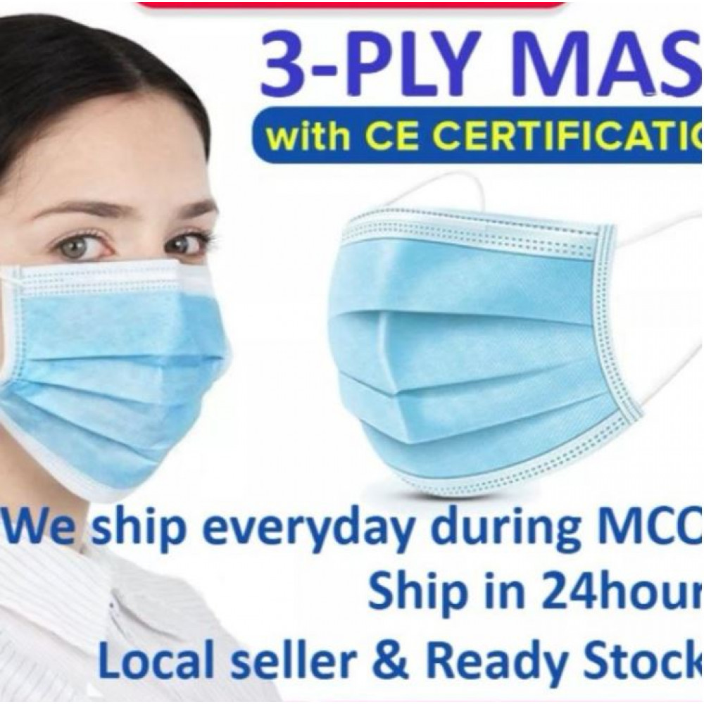 *Ready Stock*20 Pcs Disposable 3ply non Woven Mask With Ear Loop Topeng Muka 3 Lapis Breathable 独立包装 三层一次性口罩