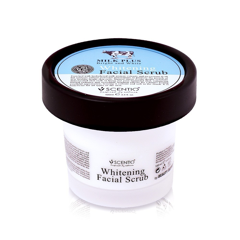 image of 泰國 SCENTIO Q10牛奶淨白臉部去角質優格100ml _ Q10 Thailand SCENTIO MILK PLUS WHITENING Q10 FACIAL SCRUB 100ml