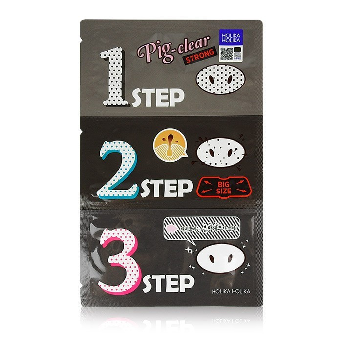 image of 韓國 Holika Holika 豬鼻子黑頭三步驟(強力加大版) 單片入 Korea Holika Holika Pig Nose Clear Blackhead 3-Step Kit Strong