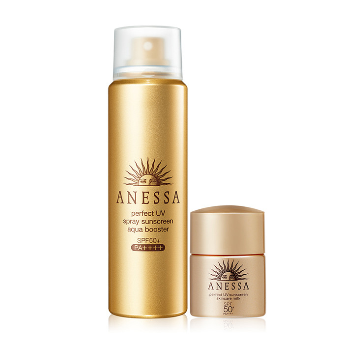 image of SHISEIDO 資生堂 安耐曬 噴霧防曬露特惠組【金鑽高效防曬噴霧N 60ml+防曬露 SS 12ml】 SHISEIDO Anessa Perfect UV Spray Sunscreen Aqua Booster SPF 50+ PA++++ /60ml + Perfect UV Sunscreen 12ml