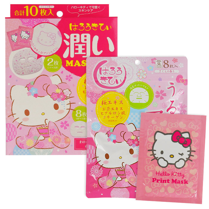 image of 日本 LOOKS 櫻花潤澤面膜 (Hello Kitty限定版) 10枚入 JAPAN GALS Hello Kitty Cherry Blossoms 10 Mask Set
