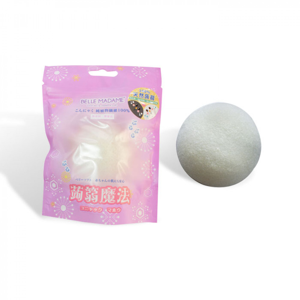 Belle Madame 貝麗瑪丹 天然蒟蒻海綿(1入) 乾式 Belle Madame Facial Cleanser Sponge Belle Madame 貝麗瑪丹 天然蒟蒻海綿(1入) 乾式 Belle Madame Facial Cleanser Sponge