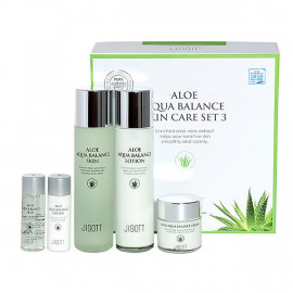 image of 韓國 JIGOTT 蘆薈舒緩修復禮盒五件組 Korea JIGOTT Aloe Aqua Balance Skin Care Set 3: Toner 150ml + Toner 30ml + Lotion 150ml + Lotion 30ml + Cream 50ml