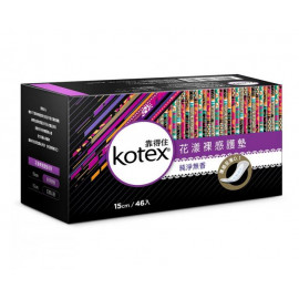 image of 《靠得住》花漾裸感護墊標準型無香15CM (46片)x1盒) Kotex Luxe Ultrathin Wing Sanitary Pads 15cm (46Pcs)x1 Pack