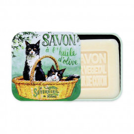 image of 法霓恩時光鐵盒 100g#清朗時光夏木棉(清爽型) La Savonnerie de Nyons Soap Metal Box Cats Black & White 100g