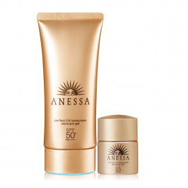 image of SHISEIDO 資生堂 安耐曬 凝膠防曬露特惠組【金鑽高效防曬凝膠N 90g+金鑽高效防曬露SS 12ml】 SHISEIDO (Anessa Perfect UV Sunscreen Skincare Gel 90g + Perfect UV Sunscreen Skincare Milk mini 12ml)