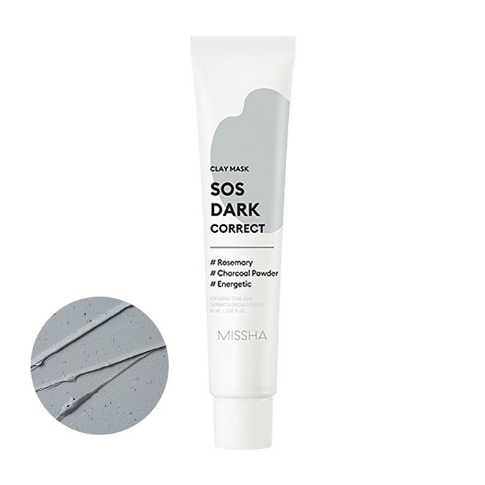 image of 韓國 MISSHA 急救泥面膜 60ml 木炭嫩白 Korea MISSHA Clay Mask Sos Dark Correct 60mL