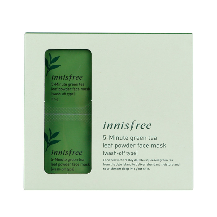 image of 韓國 innisfree 濟州綠茶沖洗式面膜粉(4入) Korea Innisfree 5-Minute Green Tea Leaf Powder Face Mask(Wash-Off Type)