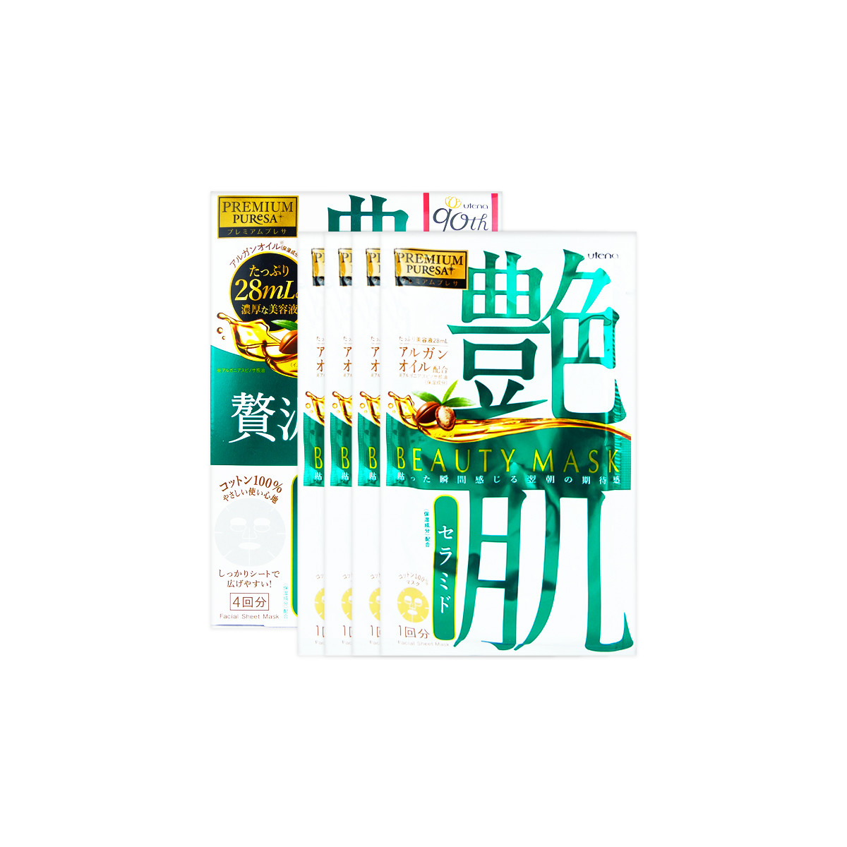 image of 日本 UTENA 佑天蘭 面膜4片/盒豔肌神經醯胺保濕 Utena PREMIUM PUReSA Beauty mask ceramides 4pcs/box