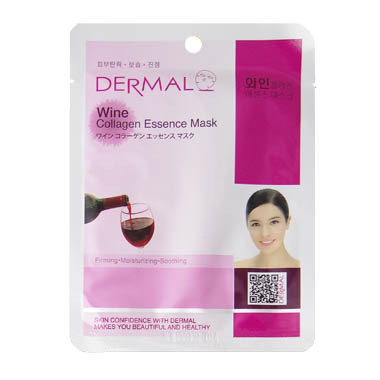 image of 韓國 DERMAL面膜 23g NO.15.紅酒保濕彈性面膜 Dermal Korea Collagen Essence Full Facial Mask Sheet - Wine 23g
