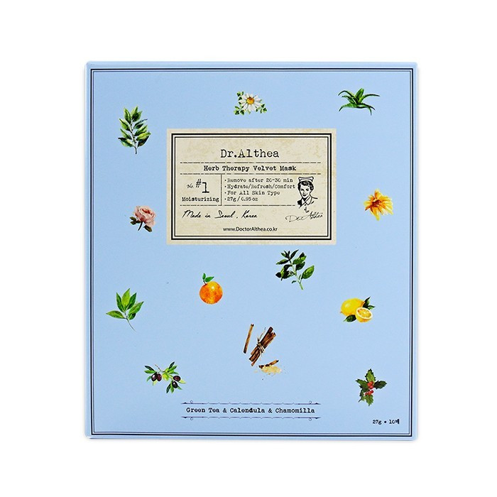 image of 韓國 Dr.Althea 草本百科絲絨面膜 27g 10片/盒 Korea Dr.Althea Horb Therapy Volvet Mask 27g 10pcs/box