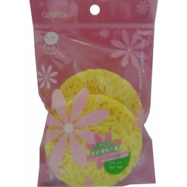 image of COSMOS 洗臉海棉 圓形 2入 (小) 洗臉海綿/蒟蒻海綿/潔顏綿 COSMOS Facial Cleanser Round Sponge (2 Pcs Small)