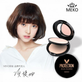 image of Meko 絲綢控油防護粉餅 粉嫩/亮彩/健康 12g (三色可選) MEKO Protection Powder Foundation Baby Pink/Bright Tone/Beige Tone 12g