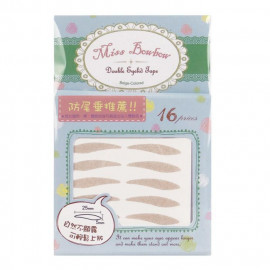 image of 台灣 Miss bowbow 撥撥小姐 3M網狀雙眼皮貼 16枚 單片入 #.5號 防尾垂 Taiwan Miss bowbow 3M Beige Mesh Double Eyelid Tape 25mmx5mm 16pcs #05 Tail's End